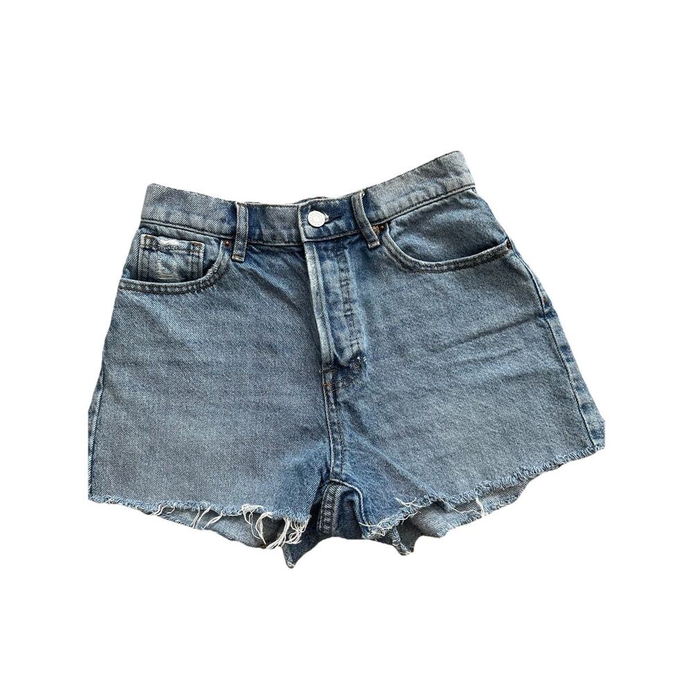 PacSun‎ High Rise Icon Shorts Women’s 25 Denim Cotton Raw Cut Hem